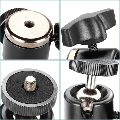 Vista 6 de Neewer® Aleación de aluminio giratoria de 360 grados Mini cabeza de bola con rosca de 1/4 "3/8" montaje base para cámara DSLR como Canon, Nikon