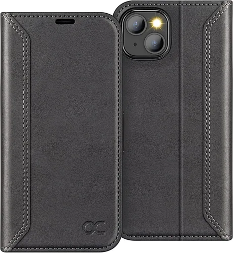 Vista 16 de OCASE Funda de piel sintética compatible con iPhone 14, con tarjetero y función atril con bloqueo RFID [carcasa interior de TPU a prueba de golpes]