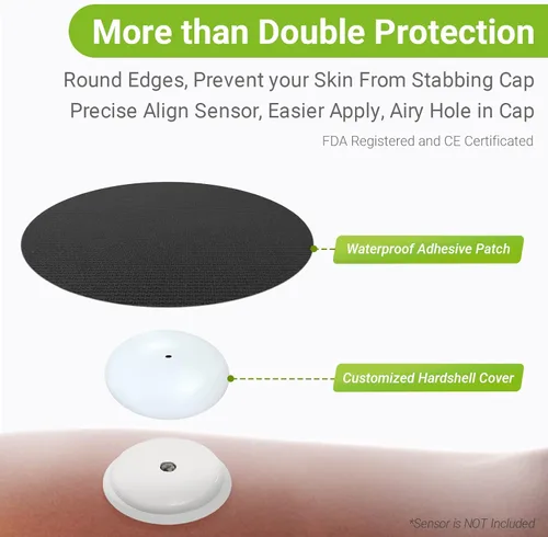 Vista 2 de Paquete de 25 fundas de sensor Libre, KOVOQ Freestyle Libre 2 y Lingo CGM impermeables, cubierta protectora rígida contra golpes y arañazos