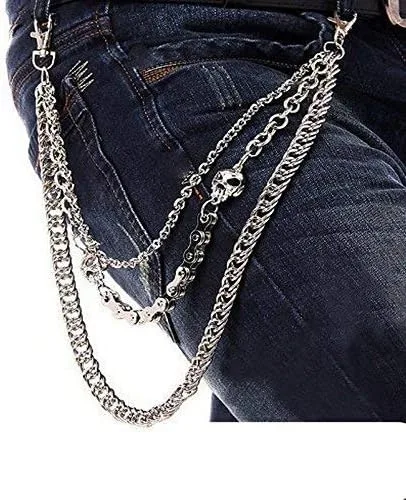 Vista 7 de BOMPOW Biker Skull Wallet Chain Punk Men Cool Skull Punk Trouser Long Wallet Llavero para bicicleta Jean Gothic Rock, Llavero de calavera