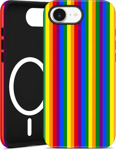 Vista 55 de Jusy Compatible con MagSafe Funda de Teléfono a Rayas para iPhone 7/8/SE, Bonita Funda de Teléfono Protectora Magnética Estética de TPU Suave y PC