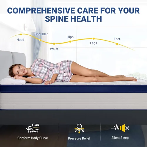 Vista 5 de Avenco Queen Mattress, Hybrid King Size Mattresses in a Box, Breathable Fabric & Adaptive Support, Colchones Twin TXL Full Size Mattress