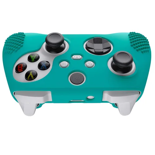 Vista 7 de eXtremeRate PlayVital Aqua Green 3D Studded Edition Anti-slip Silicone Cover Skin for Xbox Series X/S Controller, Soft Rubber Case Protector for