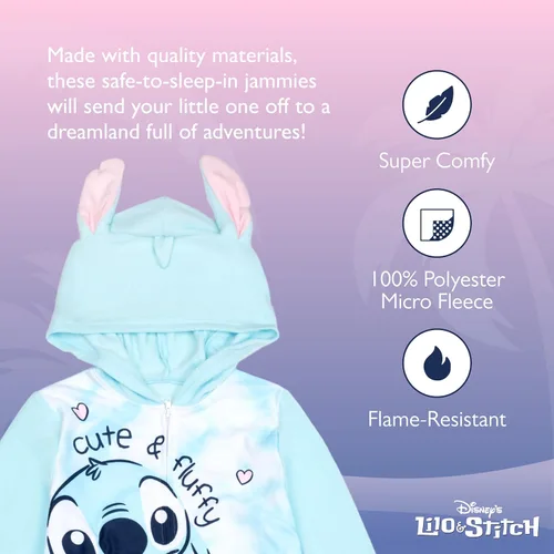 Vista 2 de Disney Girls' Hooded Blanket Sleeper, Comfortable Pajamas Nightwear, Soft & Cute for Kids