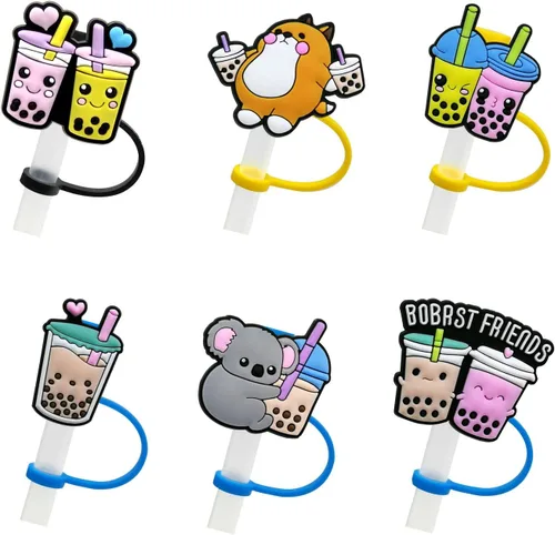 Vista 24 de 6 fundas de silicona para pajilla, cubiertas para popote para vasos, tapones de paja a prueba de polvo para puntas de popote para accesorios