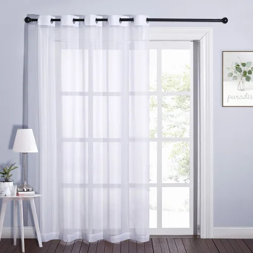 Vista 53 de NICETOWN Cortina transparente para puerta de patio, cortina vertical de gasa, panel de cortina extra ancho, tratamiento de ventana para puerta Gris