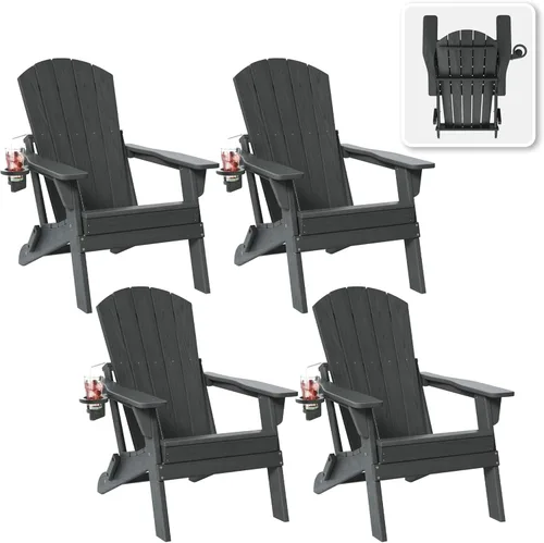 Vista 18 de Silla plegable Adirondack con soporte para tazas, de plástico HDPE resistente a todo tipo de clima, sillas de patio al aire libre, asiento