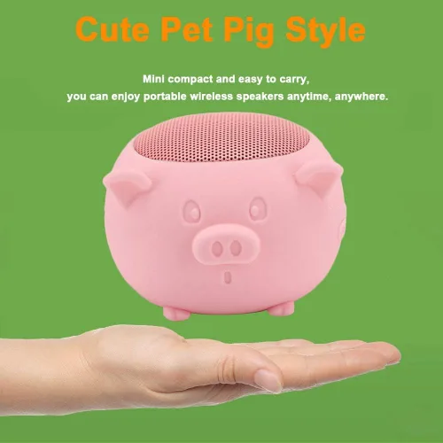 Vista 9 de Lindo altavoz Bluetooth, bonito cerdo mini altavoz portátil Bluetooth 5.0 micrófono integrado para decoración de escritorio, hogar, viajes, saliente