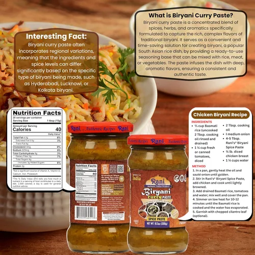 Vista 2 de Pasta de curry Rani Biryani Masala (pasta de especias de cocina para platos de arroz indio, pullao/pilau) tarro de vidrio de 10.5 onzas (10.58 oz) ~