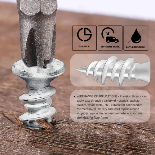 Vista 4 de Hession Tornillos de madera plateados # 8 x 2 pulgadas Autoperforantes Scrwes Bugle Head Phillips Drive Hi Low Thread Sharp Point Zinc Plated 20pcs