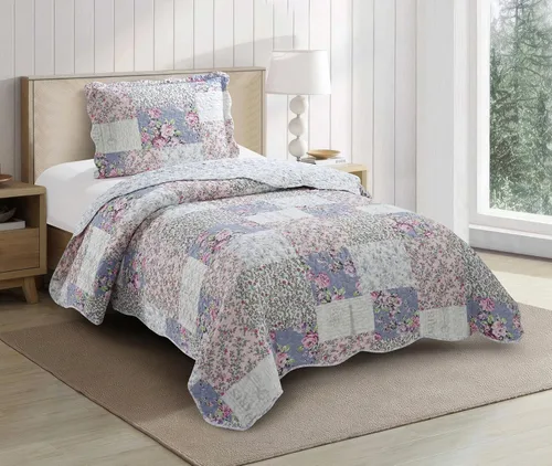 Vista 57 de Brilliant Sunshine Juego de edredón de 3 piezas con 2 fundas de almohada, colcha reversible, colcha suave y ligera, para todas las estaciones, Gris