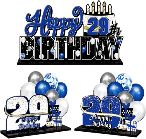 Vista 46 de LINGTEER Feliz 11º Cumpleaños Juego de Centros de Mesa de Acrílico Azul - Brindemos por Once Años Decoraciones de Regalo de Fiesta de Cumpleaños 11