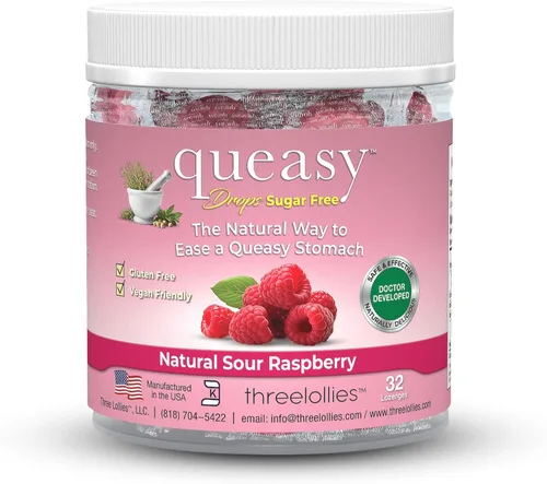 Vista 16 de Three Lollies Queasy Drops - Sabor a Cola - Alivio de las náuseas y del mareo de viaje, calma la boca seca y calma el estómago - Ingredientes