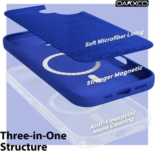 Vista 105 de oakxco Funda de silicona para iPhone 12 Pro Max, magnética, compatible con carga inalámbrica Magsafe, cubierta protectora de goma suave y delgada