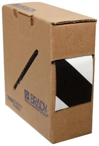 Brady ToughStripe Cinta de Marcado de Suelo con Rayas Diagonales No Abrasivas, 100 pies de longitud, 2 pulgadas de ancho, Negro sobre Blanco