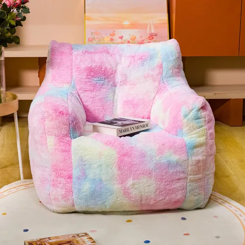 Vista 8 de Silla Puf con Relleno, Cómodas Sillas Puf de Piel Sintética para Adolescentes, Adultos, Dormitorio, Sala de Estar, Lectura - Arcoíris