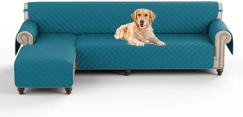Vista 7 de Funda de sofá modular, 1 pieza, reversible, impermeable, en forma de L, protector de muebles para niños, perros y gatos con correas elásticas