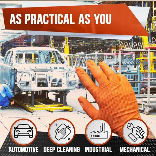 Vista 5 de CHAMPION - Guantes de nitrilo naranja, 8 mil, guantes de resistencia industrial, automotriz y mecánico