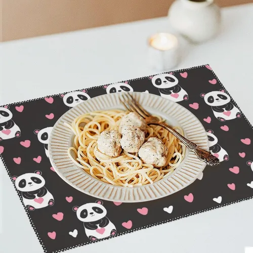 Vista 6 de Panda Print Placemats Set of 6 Resistant Table Mats Washable Place Mats for Dinner Party Table Decoration