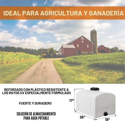 Vista 5 de RomoTech 82123899 Tanque de Agua con Depósito Abovedado de Polietileno, 26 galones, Fabricado en los Estados Unidos Tanque de Polietileno para Agua