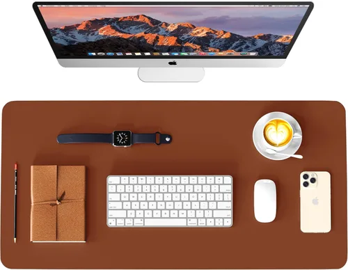 Vista 14 de WAYBER - Alfombrilla de cuero sintético PU para escritorio, protector y mousepad de escritorio resistente al agua para oficina, hogar, trabajo