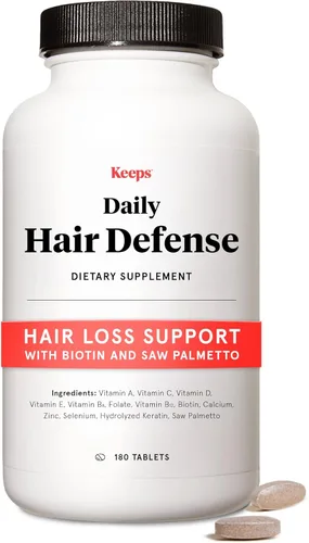 Keeps Suplemento diario para el crecimiento del cabello para un cabello visiblemente más grueso y de aspecto más completo - Suplemento para el
