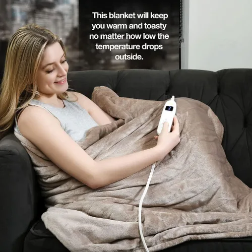 Vista 5 de Medical king Manta térmica, lavable a máquina, extremadamente suave y cómoda, manta eléctrica tipo throw, calentamiento rápido con controlador