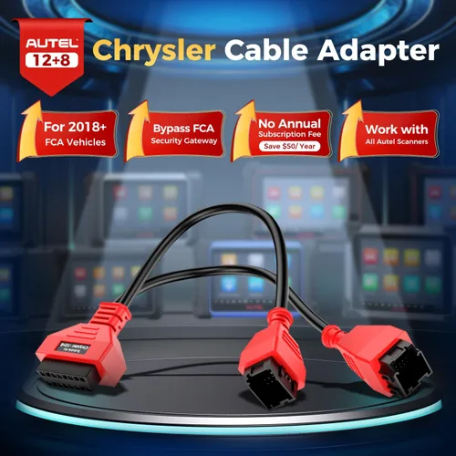 Vista 2 de Autel Adaptador original OBD2 12+8 para Chrysler OBD II, protocolo de pasarela de cable de derivación, derivación de seguridad universal 12 8