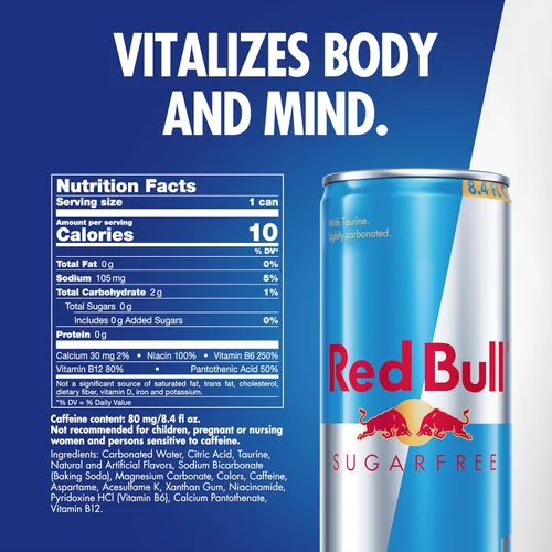 Vista 3 de Red Bull Bebida energética, sin azúcar, 8.4 onzas líquidas (paquete de 4)