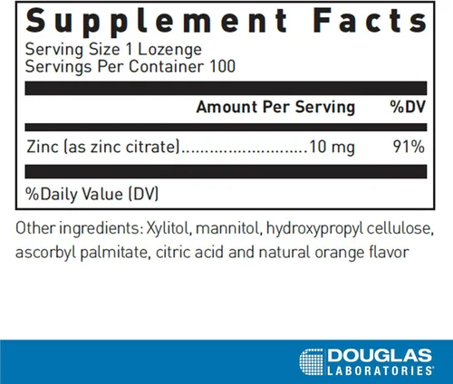 Vista 2 de Douglas Laboratories Pastillas de zinc Apoyo para la función inmunológica* 100 pastillas Sabor a naranja natural