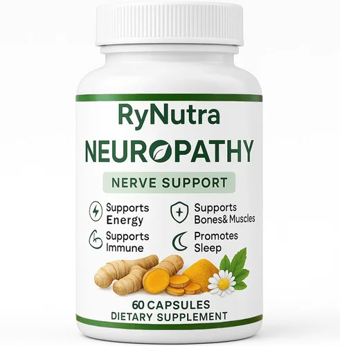 Rynutra Suplemento de apoyo nervioso, cápsulas para neuropatía con CoQ10, cúrcuma, L-carnitina, escoba de carnicero, ácido alfa lipoico, mejora la