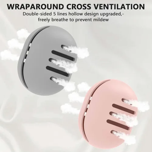 Vista 4 de 2 soportes para esponja de maquillaje, doble cara de silicona transpirable para viajes o uso diario, estuche de viaje de maquillaje inastillable