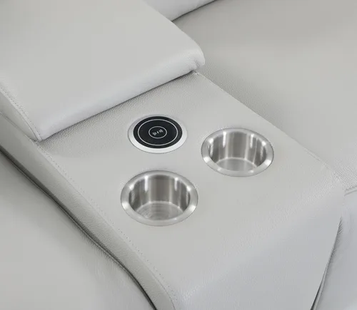 Vista 221 de BlackJack Furniture Venice - Sofá modular de cuero italiano de grano superior de 5 piezas con 3 reclinables eléctricos, reposacabezas ajustable