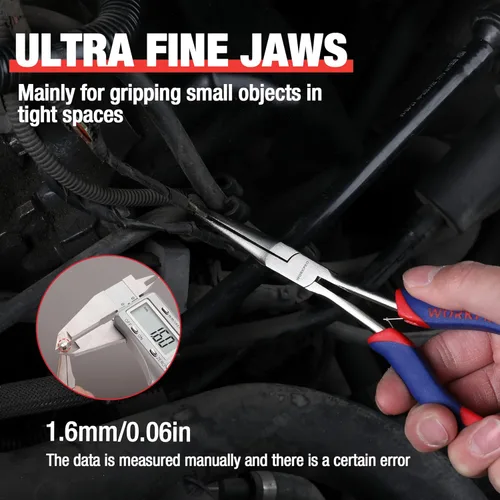 Vista 3 de WORKPRO Alicates de punta de aguja de 7 pulgadas, mini alicates de punta de aguja larga con mandíbulas lisas, alicates pequeños de largo alcance