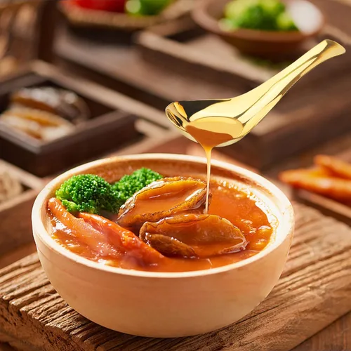 Vista 5 de Juego de 6 cucharas asiáticas de sopa china de acero inoxidable para fideos Ramen Pho Wonton (dorado)