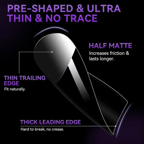 Vista 6 de Gelike ec Punta de uñas de gel suave cuadrada corta, cobertura completa, puntas de gel transparentes prepulidas, puntas de uñas postizas de PMMA, 12