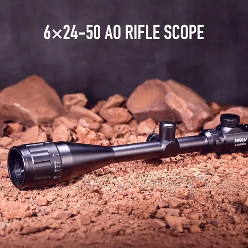 Vista 2 de PINTY 6-24x50 AO Rifle Scope with Dual 1" Scope Mount Rings for 20mm Picatinny Rail, Hunting Rifle Scope Rangefinder Mil Dot with RG Illuminated