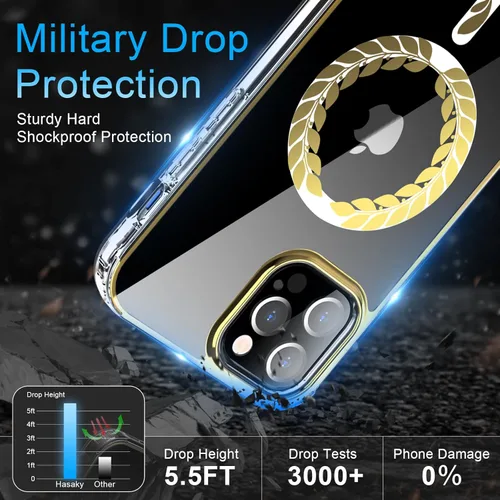 Vista 3 de Funda magnética diseñada para iPhone 12 Pro Max de 6.7 pulgadas, compatible con MagSafe, purpurina brillante transparente [no amarillento] TPU + PC