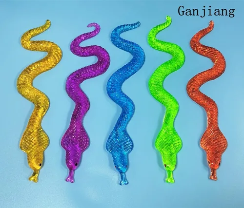 Vista 5 de Paquete de 5 juguetes esponjosos súper elásticos de serpiente pegajosa, relleno de bolsas de regalo, premios de aula, cumpleaños, recuerdos de fiesta