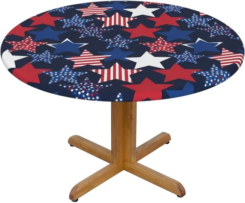 Vista 33 de Futterya Decorative Round Tablecloth Fitted Elastic Waterproof Table Cloth Cover Stretch Table Pad Cover for Parties Weddings Banquet Outdoor Events