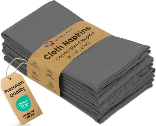 Vista 46 de Ruvanti Juego de 12 servilletas de tela de 18 x 18 pulgadas, lavables, suaves, duraderas, absorbentes, de mezcla de algodón, para hotel, almuerzo