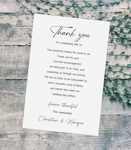 Vista 3 de Tarjetas minimalistas personalizadas de agradecimiento para boda, tarjetas de ajuste de lugar personalizadas, para despedida de soltera, reunión