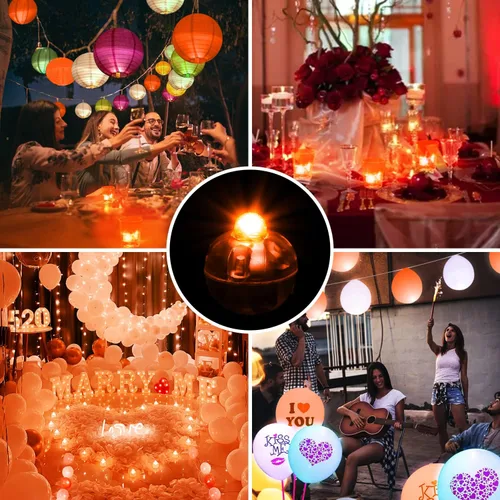 Vista 2 de 150 luces de globo redondas LED mini, lámpara de bola de globo, tiempo de espera largo, luces impermeables para farol de papel, globo, fiesta, boda