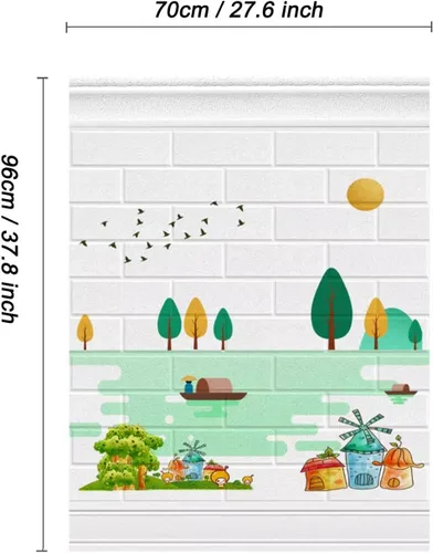 Vista 5 de SOVORM 10 Pcs 3D Peel and Stick Wall Panels，White Faux Foam Brick with Landscape Pattern，for Living Room, Bedroom,Kitchen, Accent Wall Decor