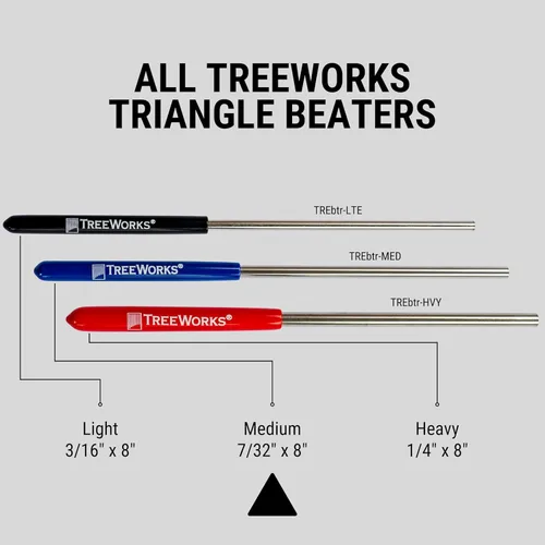 Vista 5 de TreeWorks Golpeador triangular, fabricado en Estados Unidos, acero inoxidable, accesorio profesional para instrumentos musicales de percusión