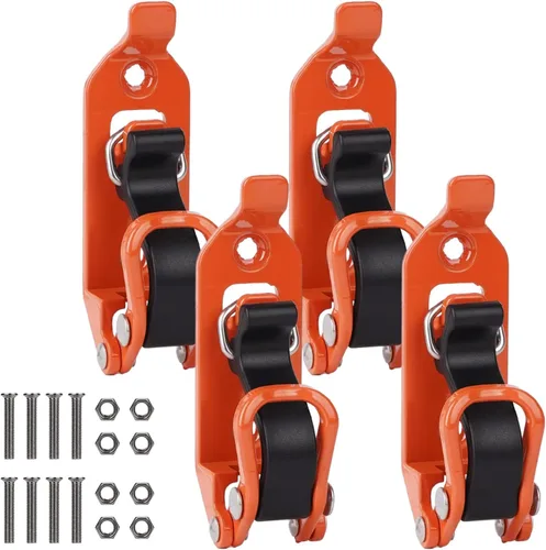 Paquete de 4 soportes de pala para portaequipajes de techo, soportes de montaje de pared de goma de metal, soporte de hacha duradero, kit de montaje