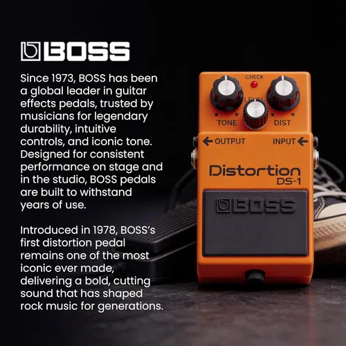 Vista 9 de Boss Paquete de distorsión DS-1 con cable de instrumento Gearlux, cable de conexión, púas y paño de pulido de Austin Bazaar