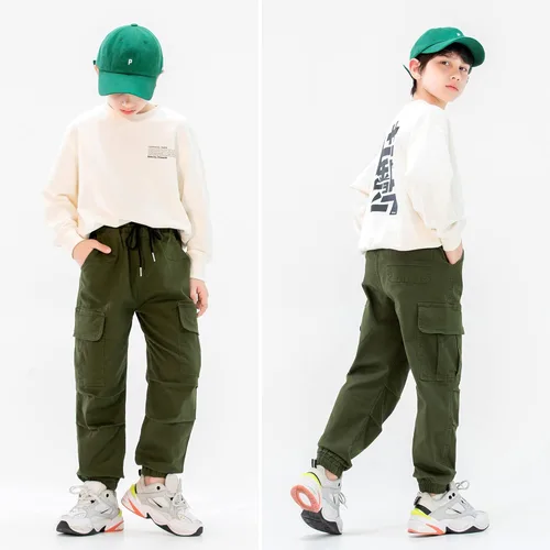 Vista 7 de MINI PANDA Pantalones cargo para niños, Husky con cintura ajustable, talla 6-16