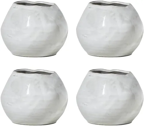 Vista 12 de Serene Spaces Living Juego de 4 cuencos de cerámica esmaltada extra pequeños con borde de forma libre, centro de mesa para bodas vintage, eventos