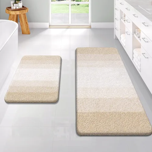 Vista 65 de OLANLY - Juego de tapetes para baño de 2 piezas, de microfibra, suaves y absorbentes, antideslizantes, lavables a máquina y para secadora, felpudos